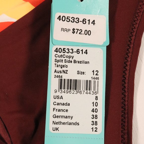 NWT Seafolly Cut Copy Split Side Brazilian in Tangelo - Picture 16 of 16